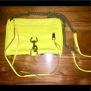 Rebecca Minkoff neon yellow mini mac handbag